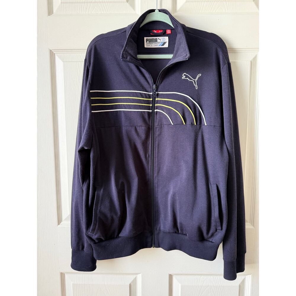 Puma Y2K Retro Style Navy Full Zip Track Jacket Men’s Size Large Athleisure